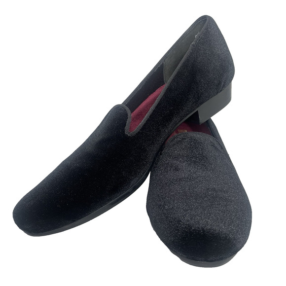 MUNRO Cerise Smoking Slipper Loafer 8.5 N Black Velvet Slip-On Comfort Flats NIB - Picture 2 of 14